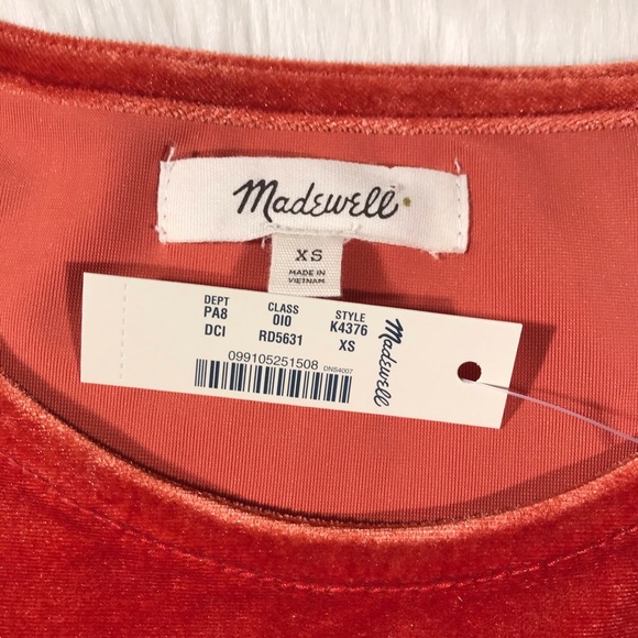 NEW Madewell Velvet Butterfly Top in Dark Cinnabar - Picture 4 of 5